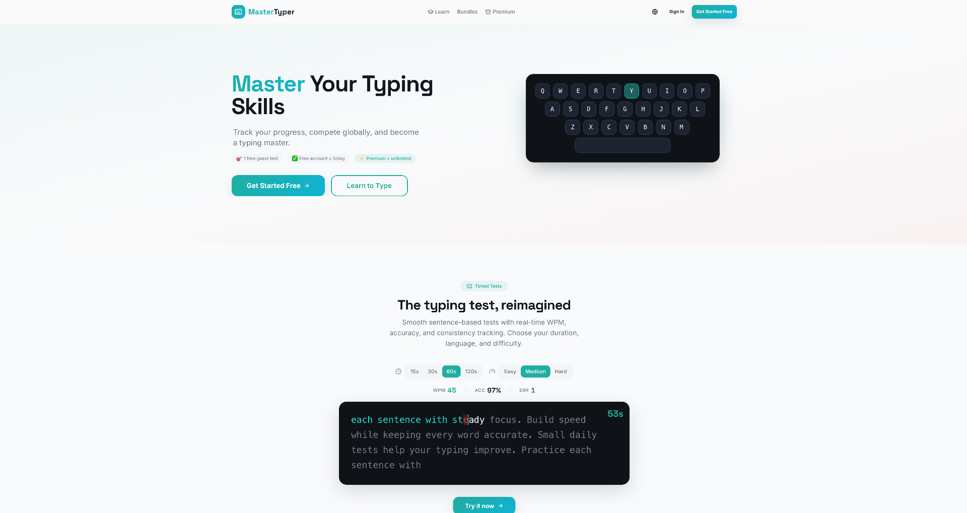 MasterTyper.com desktop preview