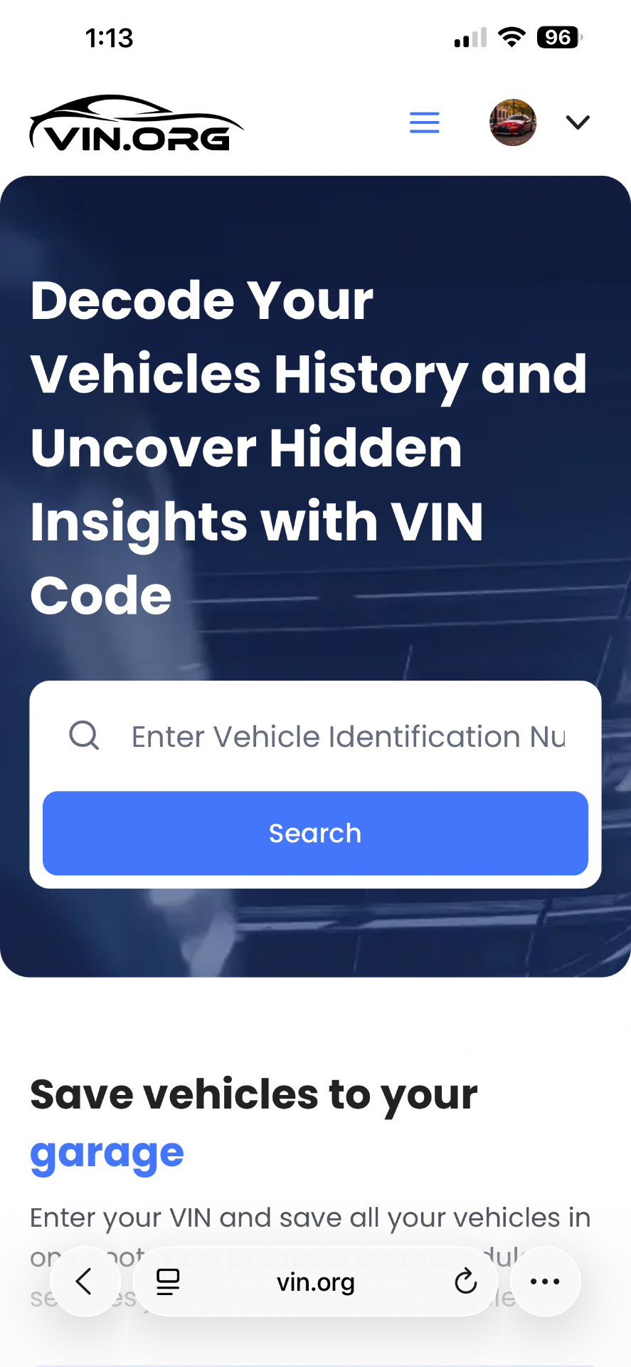 VIN.org mobile preview